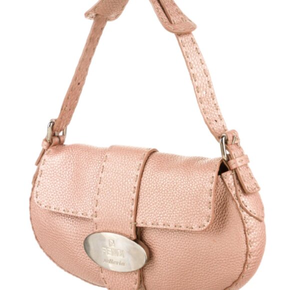 Fendi Selleria Baguette Flap Bag, Metallic Blush Pink - Picture 3 of 11